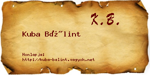 Kuba Bálint névjegykártya